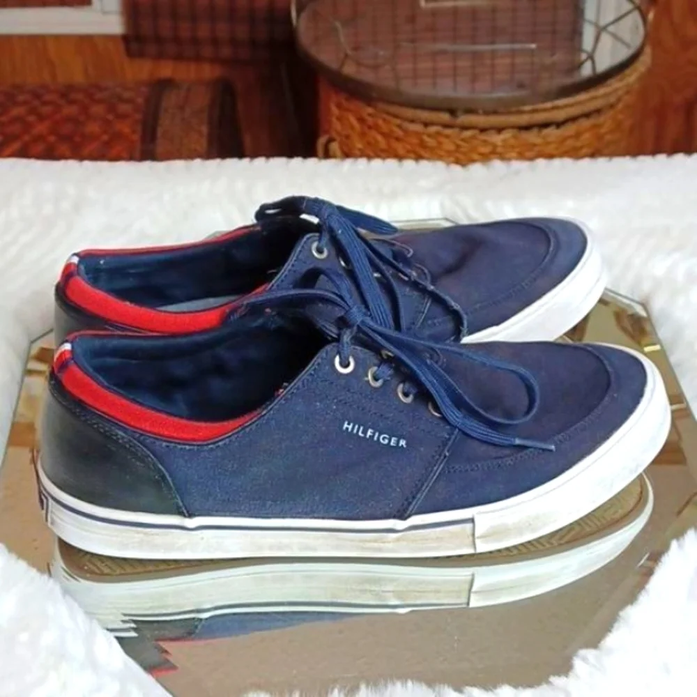 Tommy‎ Hilfiger Y2K Mens Canvas Blue Deck Shoes sz 10 M
